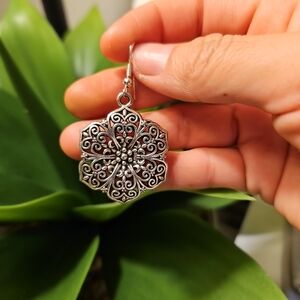 Intricate Silver Floral Earrings